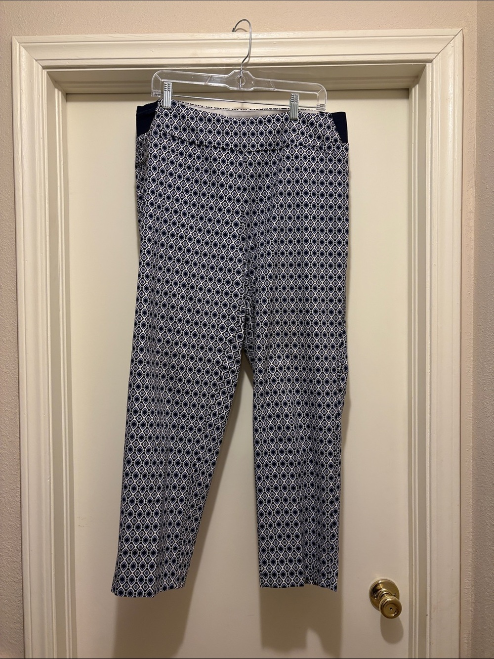 Investments Navy and White Straight Leg Patterned Pants